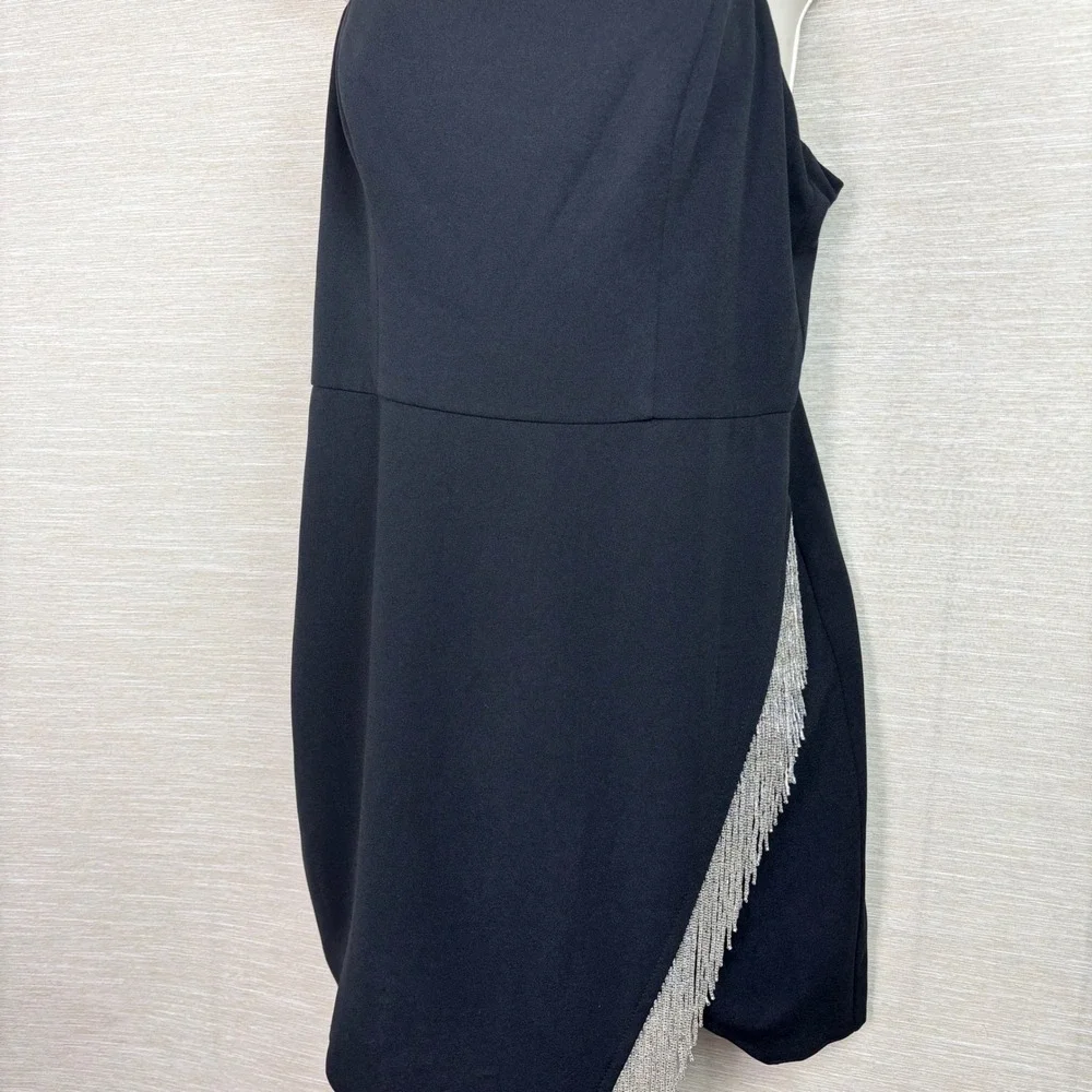 NWT Jules & Cleo Mini Cocktail Sleeveless Silver Beaded Asymmetrical Dress Sz 12